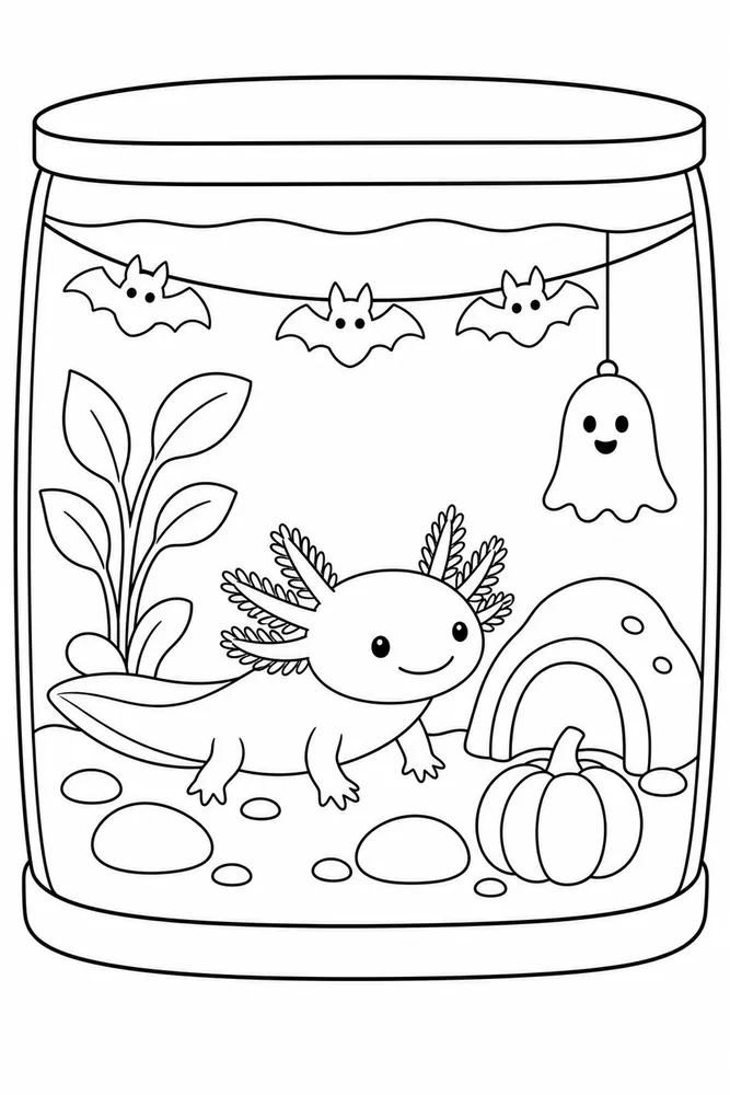 Halloween Axolotl Halloween Axolotl Cozy Tank coloring page