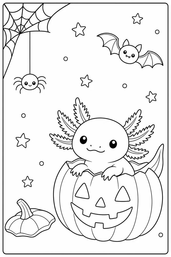 Halloween Axolotl Halloween Axolotl Shell Corner coloring page
