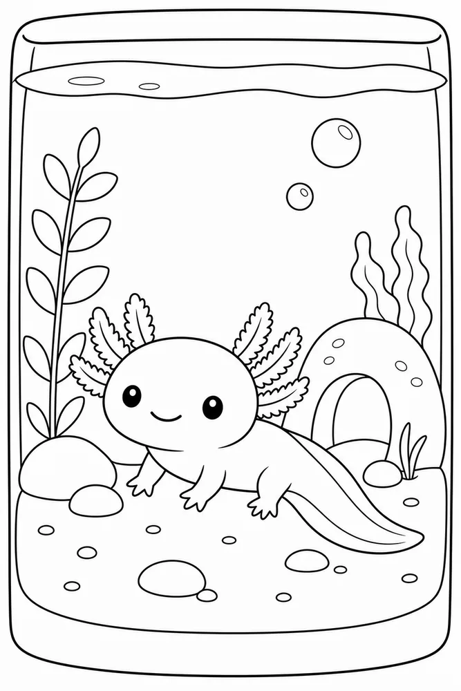 Kawaii Axolotl Kawaii Axolotl Cozy Tank coloring page