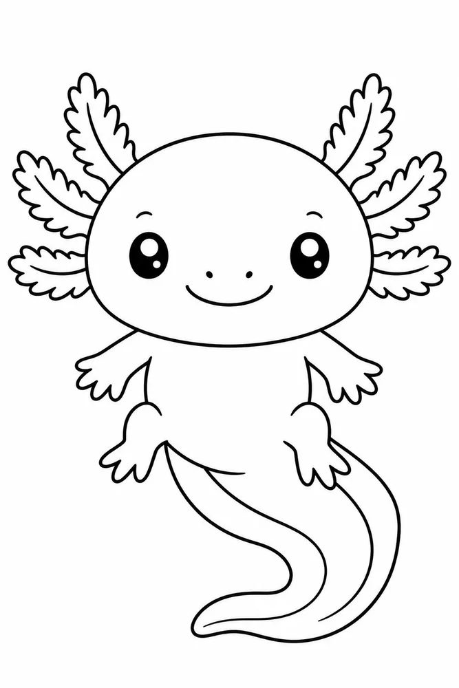 Kawaii Axolotl Kawaii Axolotl Simple Portrait coloring page
