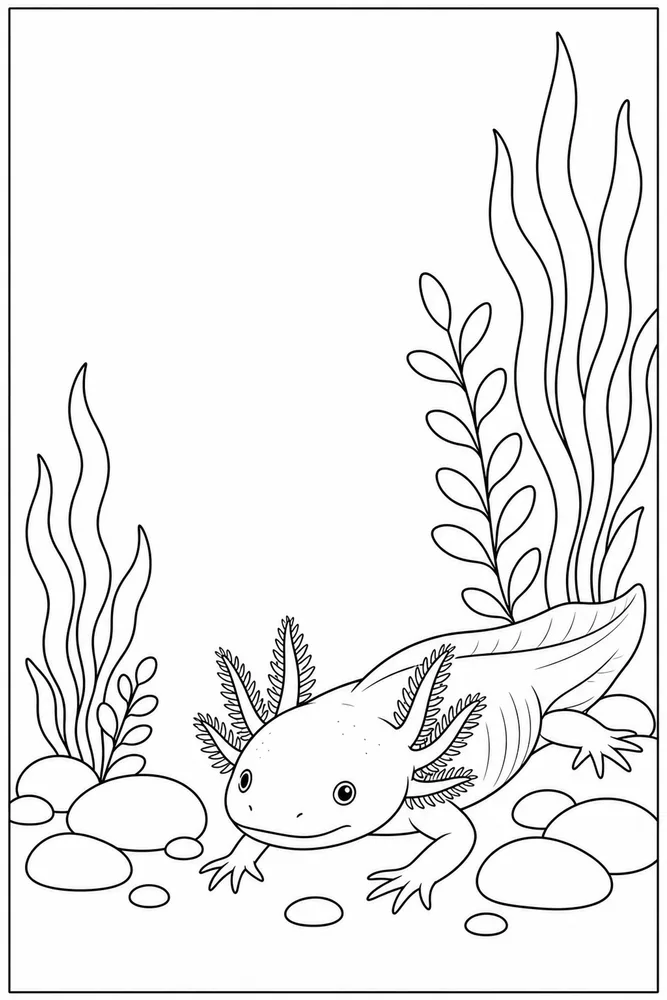 Realistic Axolotl Realistic Axolotl Shell Corner coloring page