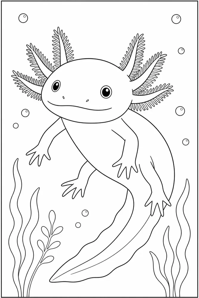 Realistic Axolotl Realistic Axolotl Simple Portrait coloring page