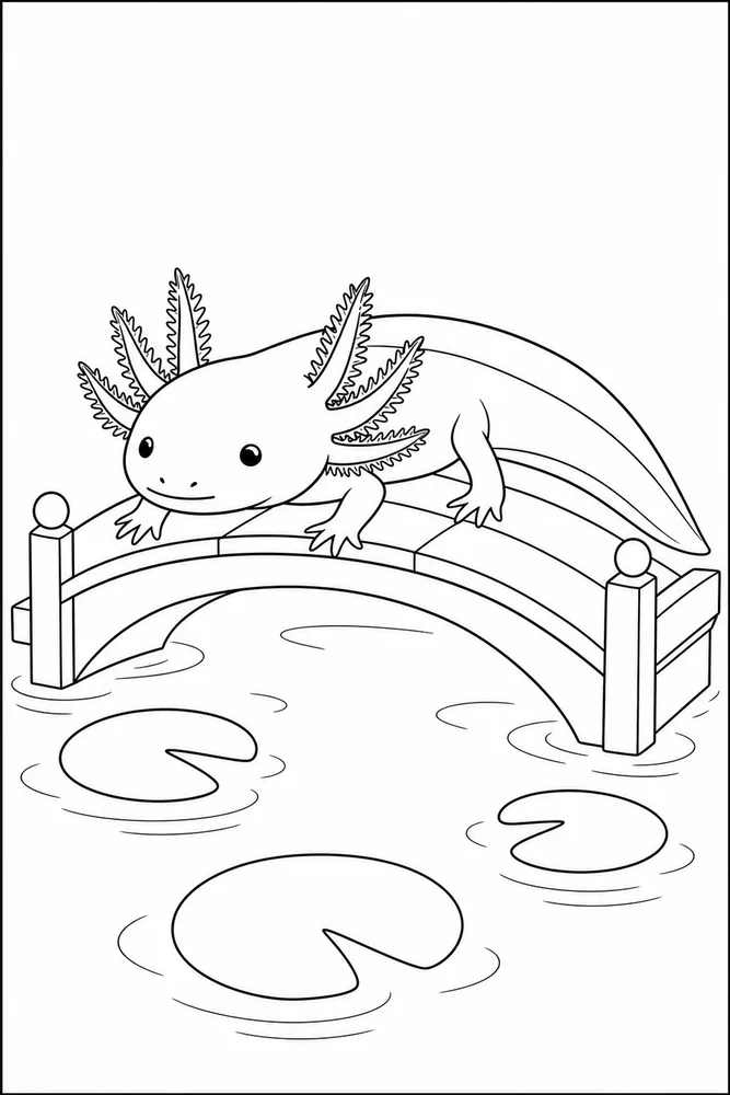 Realistic Axolotl Realistic Axolotl Small Bridge coloring page