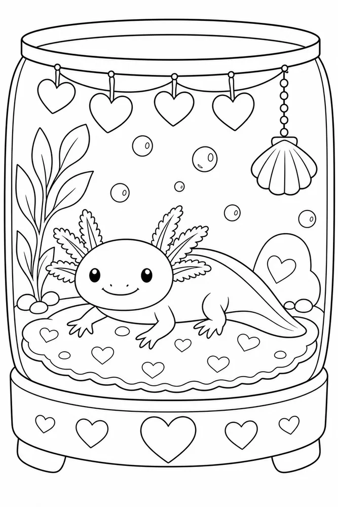 Valentine Axolotl Valentine Axolotl Cozy Tank coloring page