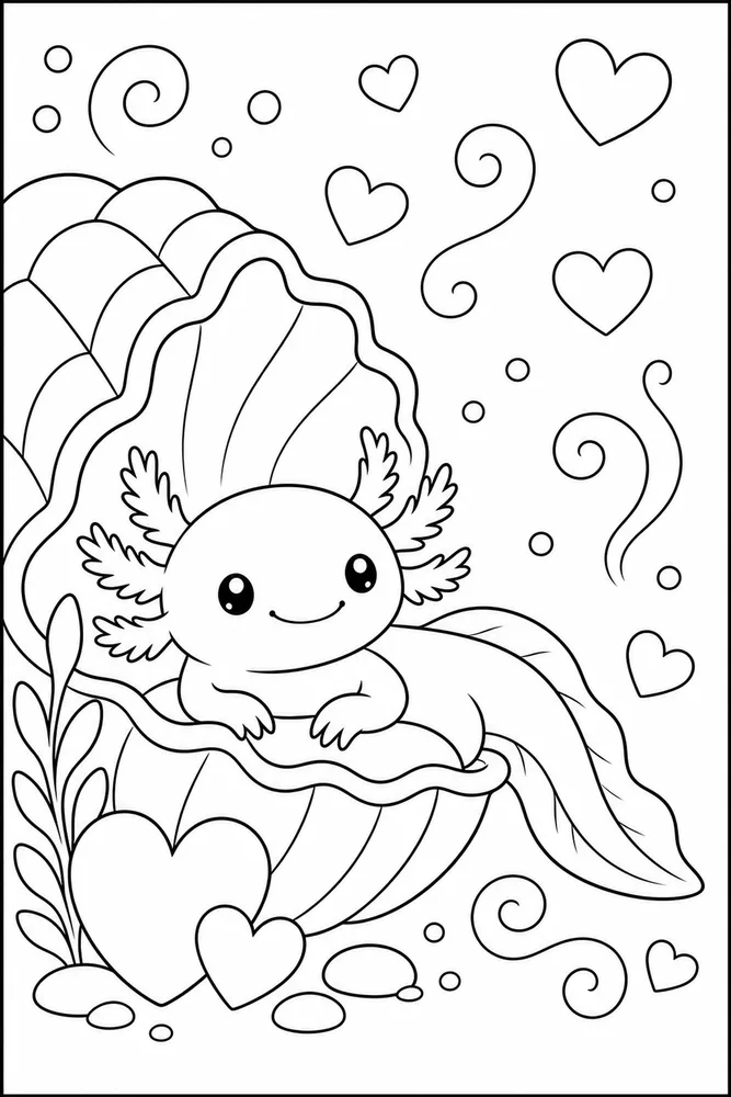 Valentine Axolotl Valentine Axolotl Shell Corner coloring page