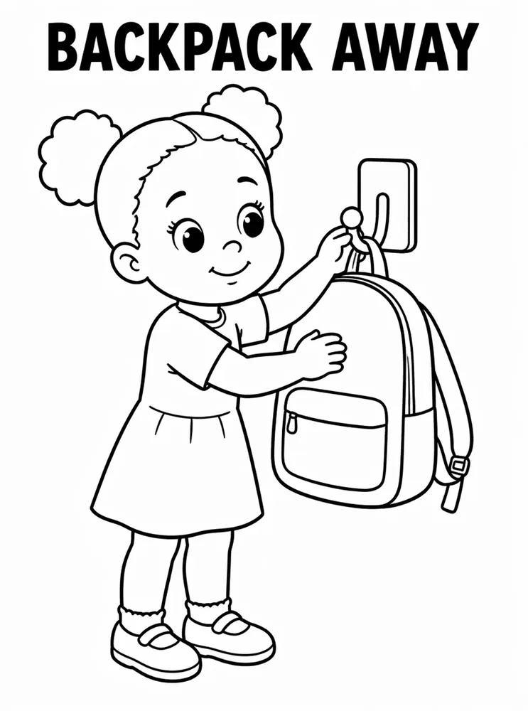 Back to School Classroom Rules Backpack Away printable coloring page