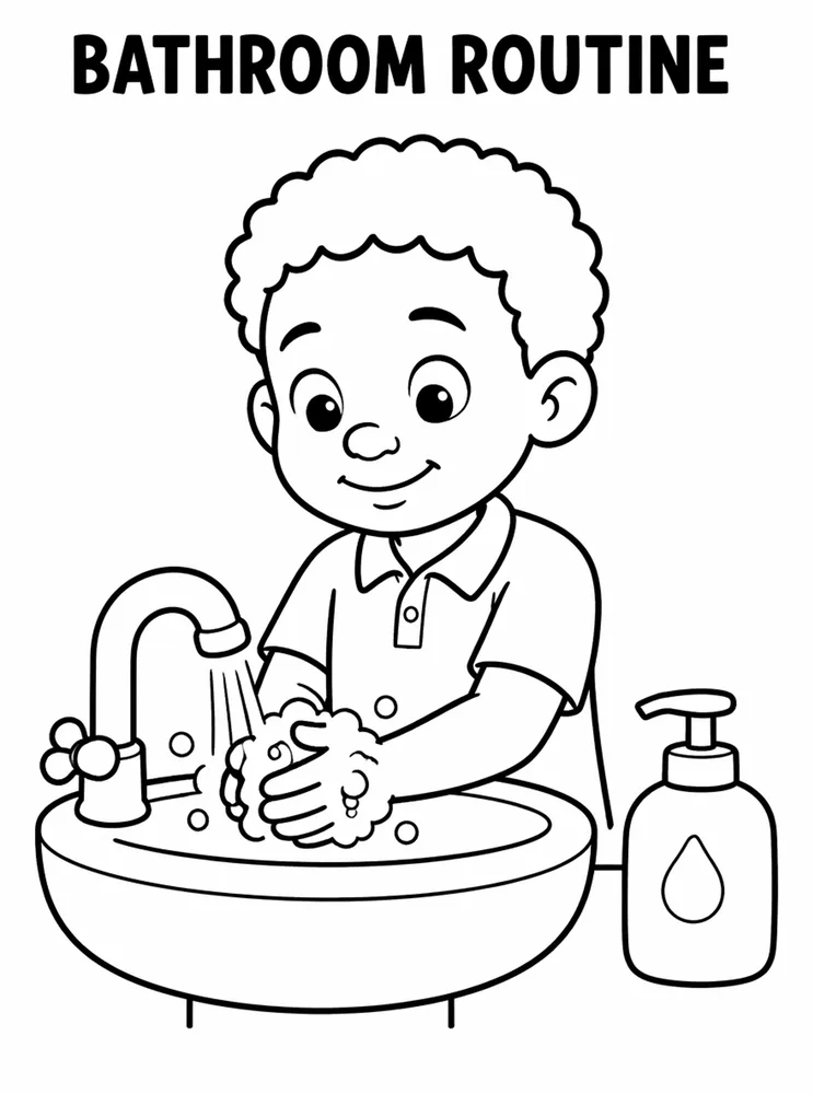 Back to School Classroom Rules Bathroom Routine printable coloring page