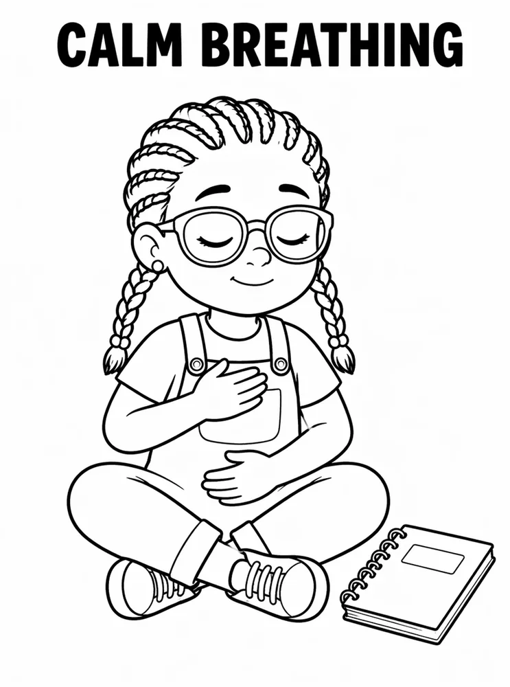 Back to School Classroom Rules Calm Breathing printable coloring page