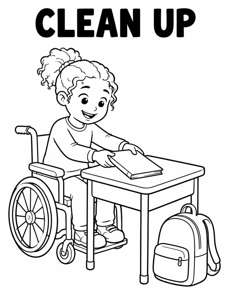 Back to School Classroom Rules Clean Up printable coloring page
