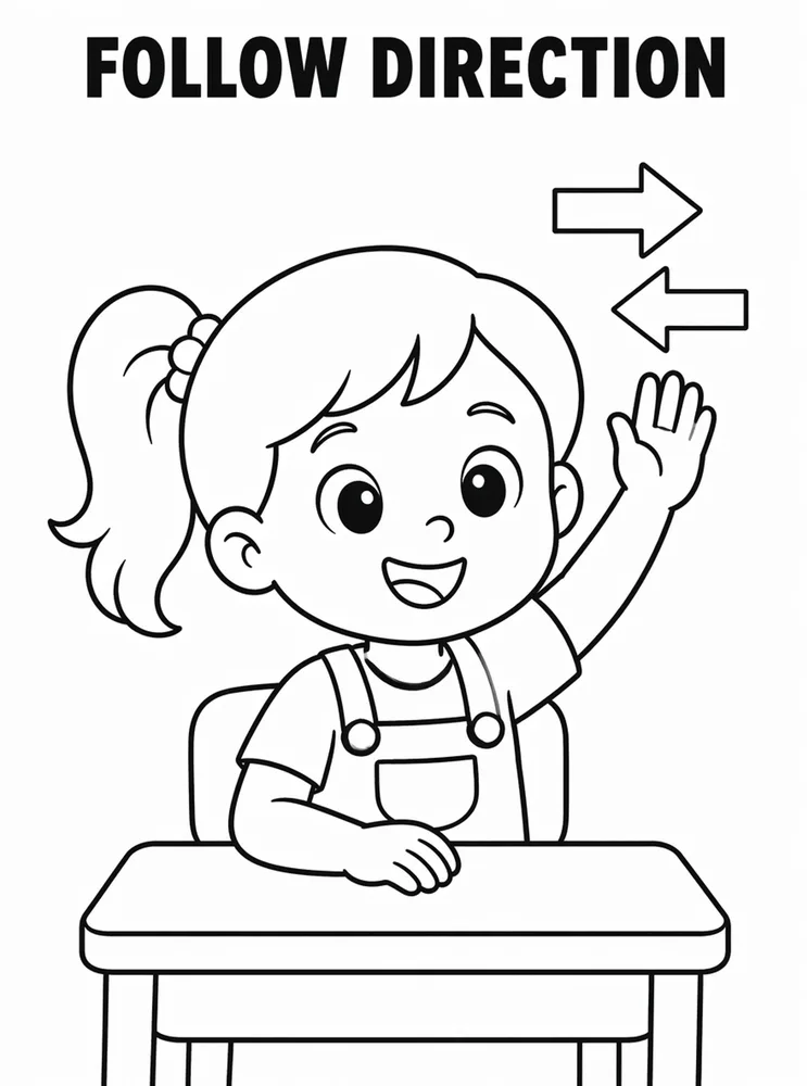 Back to School Classroom Rules Follow Direction Arrows printable coloring page