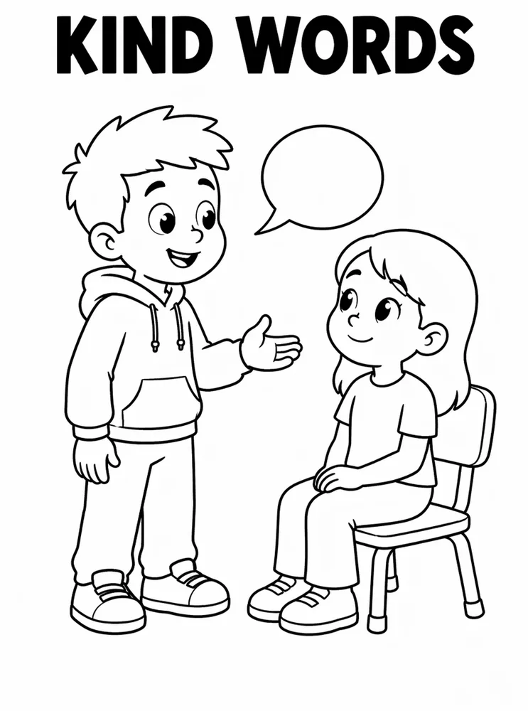 Back to School Classroom Rules Kind Words printable coloring page