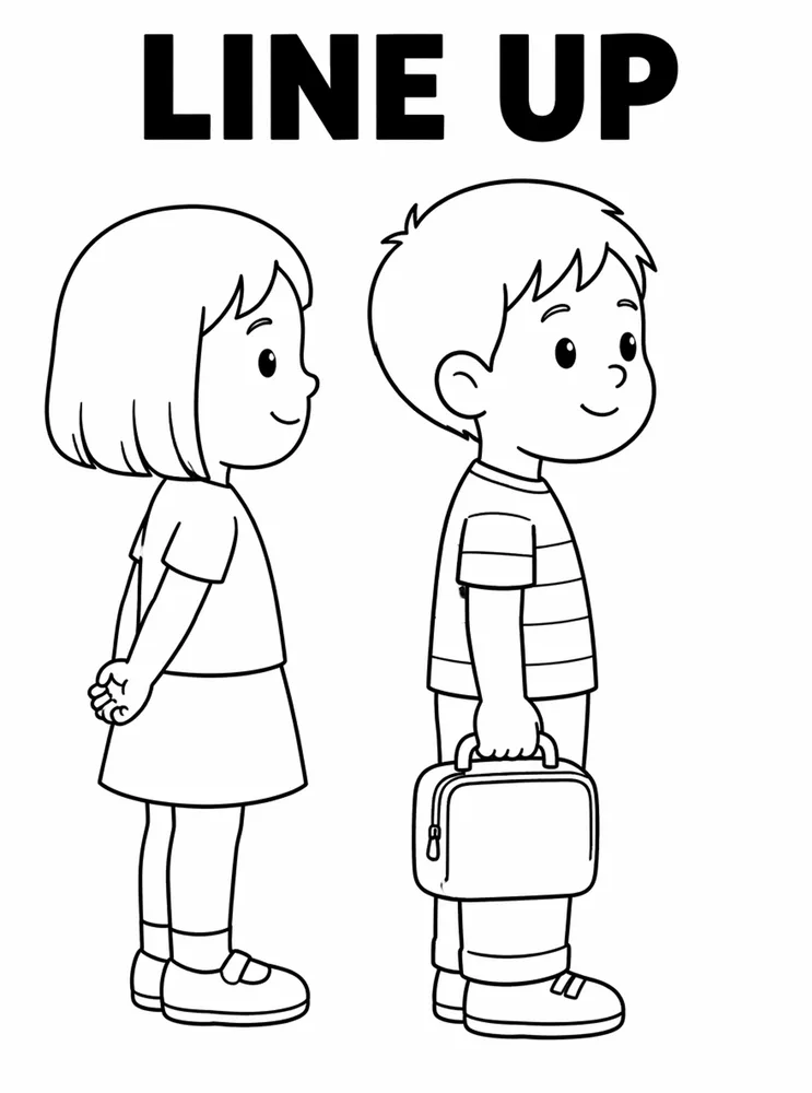 Back to School Classroom Rules Line Up printable coloring page