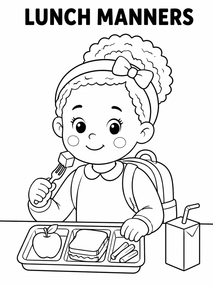 Back to School Classroom Rules Lunch Manners printable coloring page