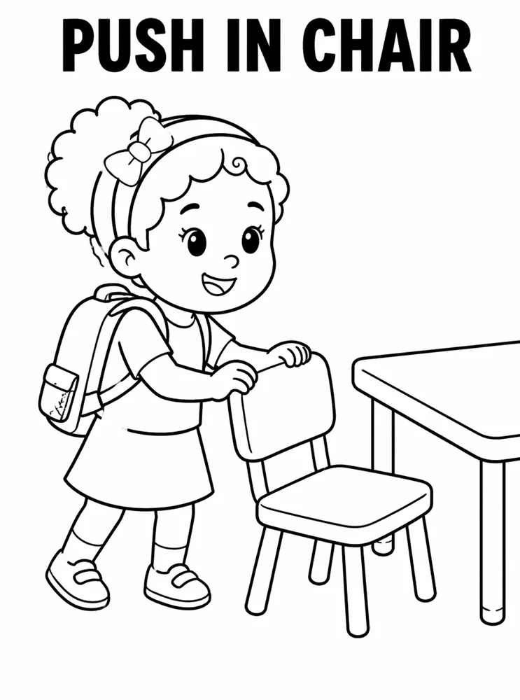 Back to School Classroom Rules Push In Chair printable coloring page