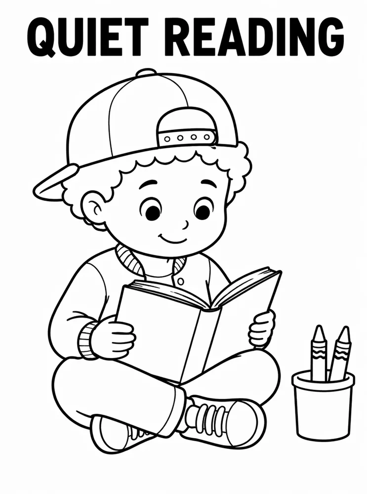 Back to School Classroom Rules Quiet Reading printable coloring page