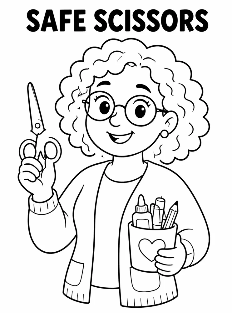 Back to School Classroom Rules Safe Scissors printable coloring page