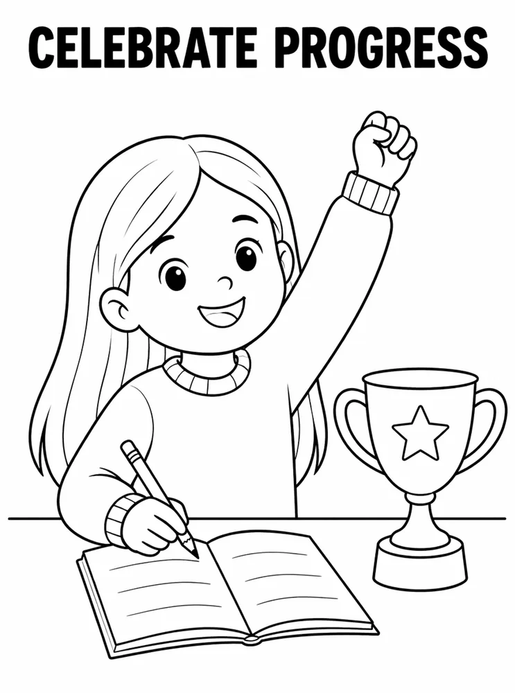 Back to School Growth Mindset Celebrate Progress printable coloring page