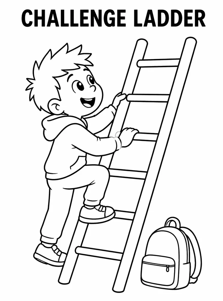 Back to School Growth Mindset Challenge Ladder printable coloring page
