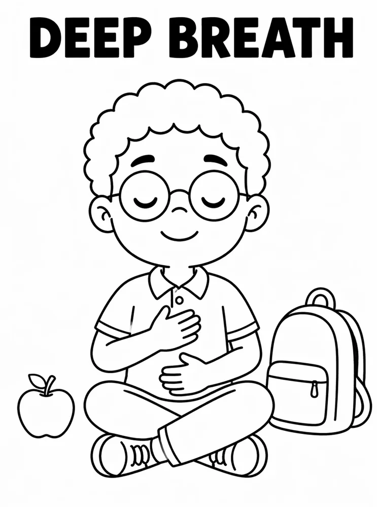 Back to School Growth Mindset Deep Breath printable coloring page