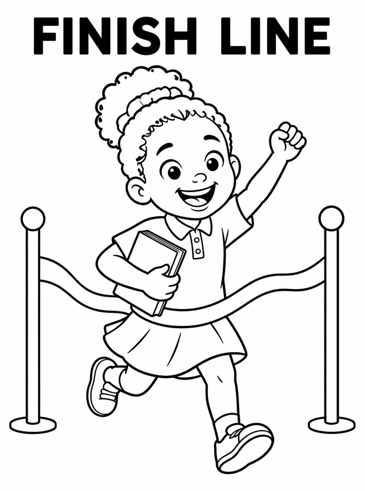Back to School Growth Mindset Finish Line printable coloring page
