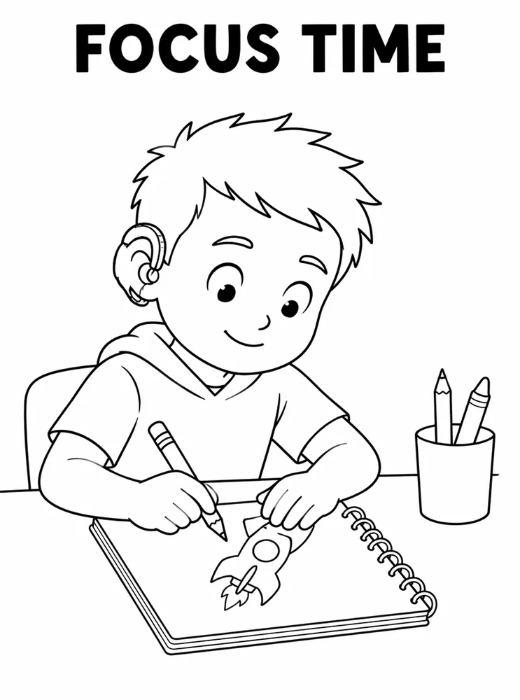 Back to School Growth Mindset Focus Time printable coloring page