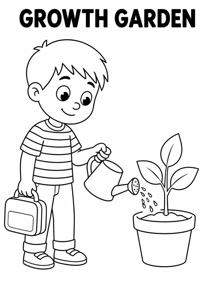 Back to School Growth Mindset Growth Garden printable coloring page