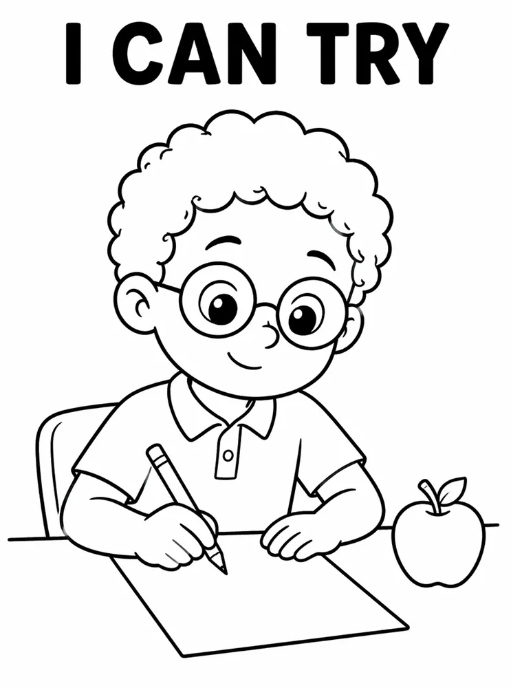 Back to School Growth Mindset I Can Try printable coloring page