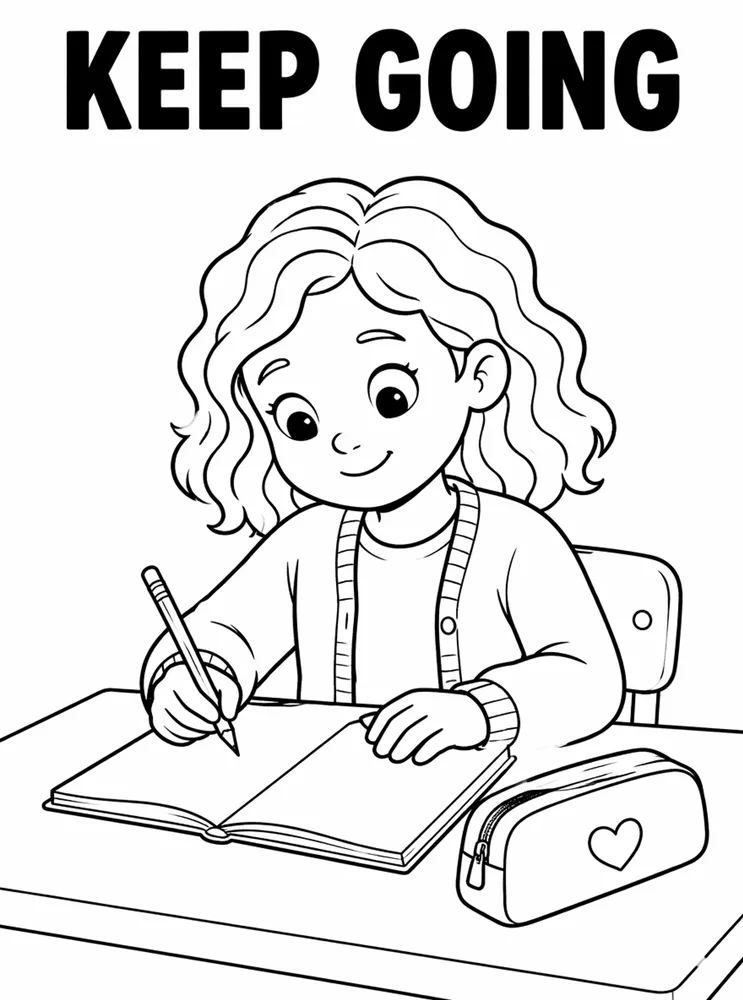 Back to School Growth Mindset Keep Going printable coloring page