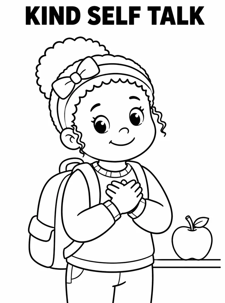 Back to School Growth Mindset Kind Self Talk printable coloring page