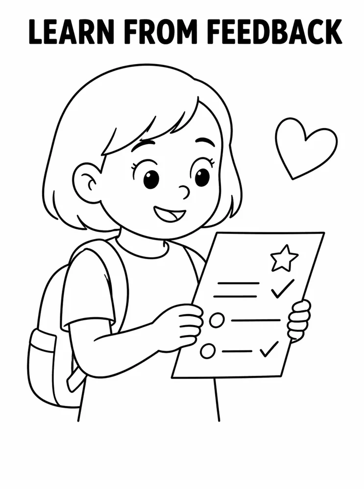 Back to School Growth Mindset Learn From Feedback printable coloring page