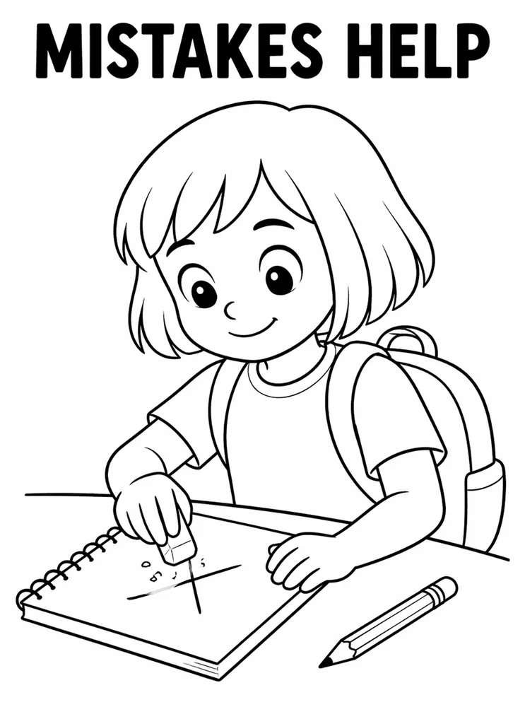 Back to School Growth Mindset Mistakes Help printable coloring page