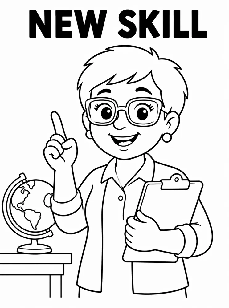 Back to School Growth Mindset New Skill printable coloring page