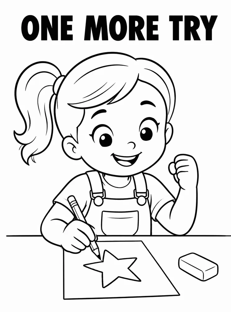 Back to School Growth Mindset One More Try printable coloring page