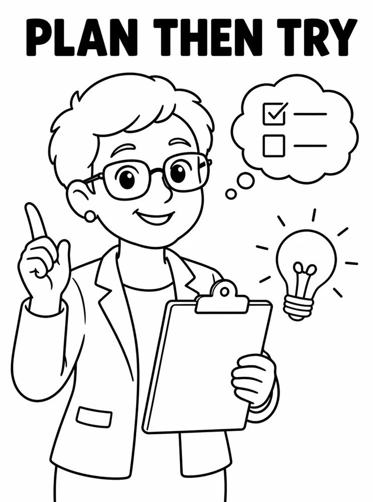 Back to School Growth Mindset Plan Then Try printable coloring page