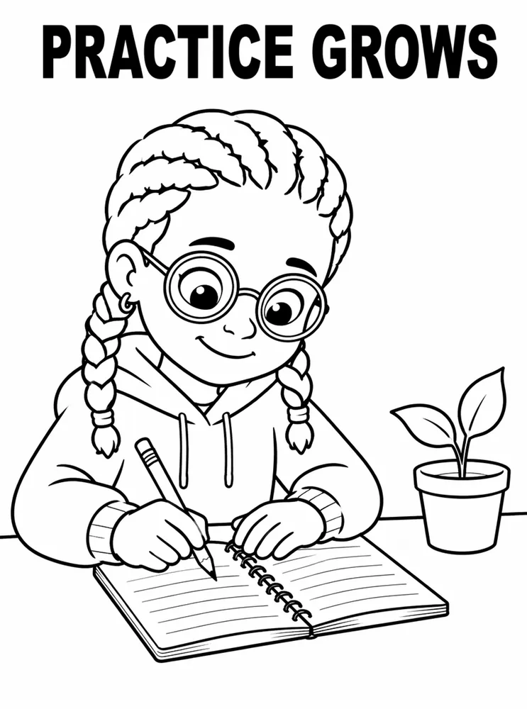 Back to School Growth Mindset Practice Grows printable coloring page