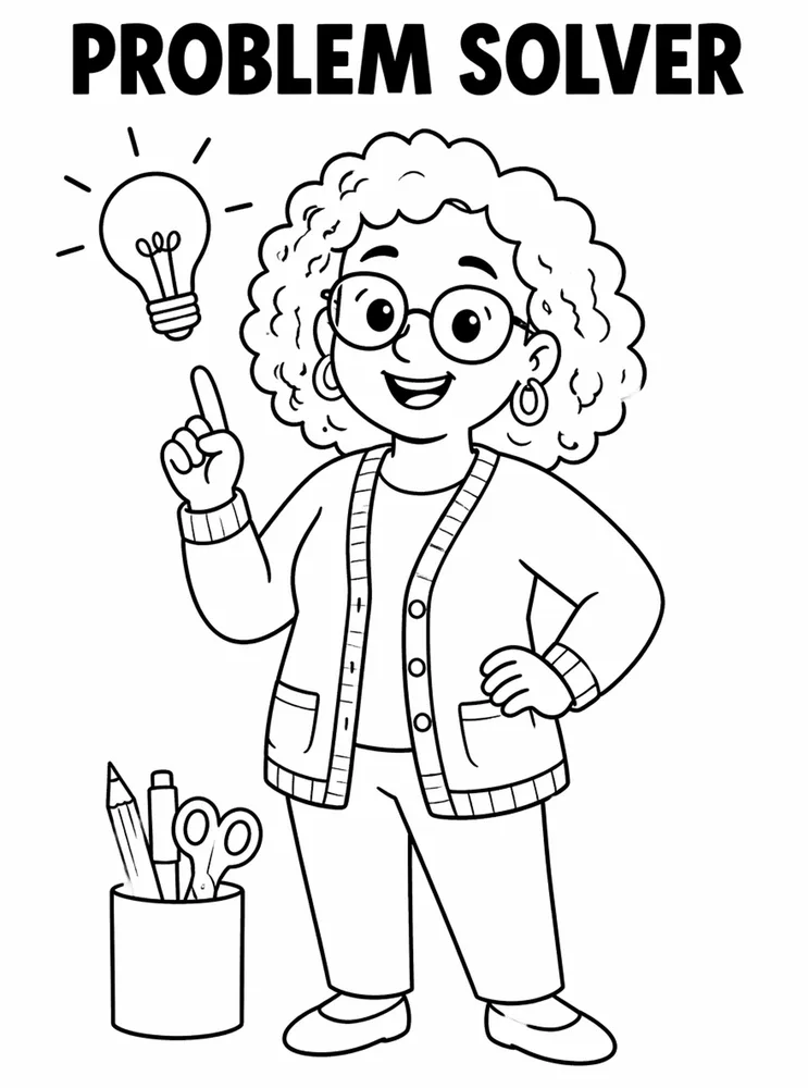 Back to School Growth Mindset Problem Solver printable coloring page