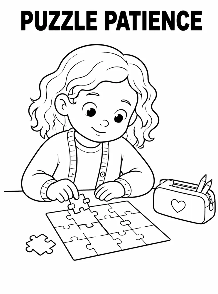 Back to School Growth Mindset Puzzle Patience printable coloring page