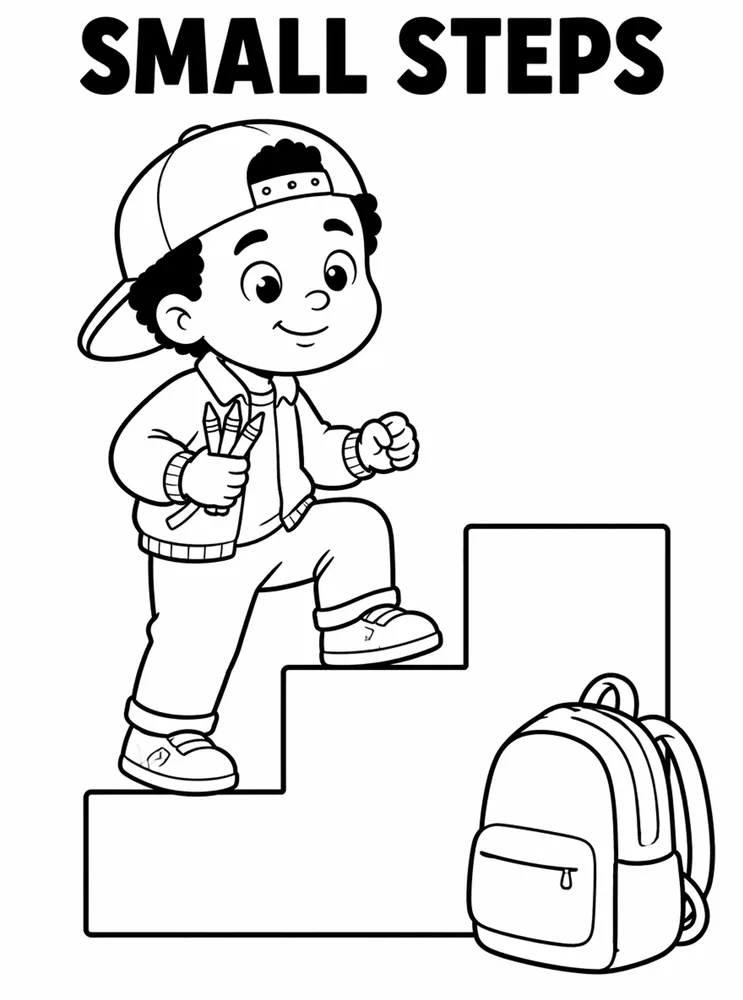 Back to School Growth Mindset Small Steps printable coloring page