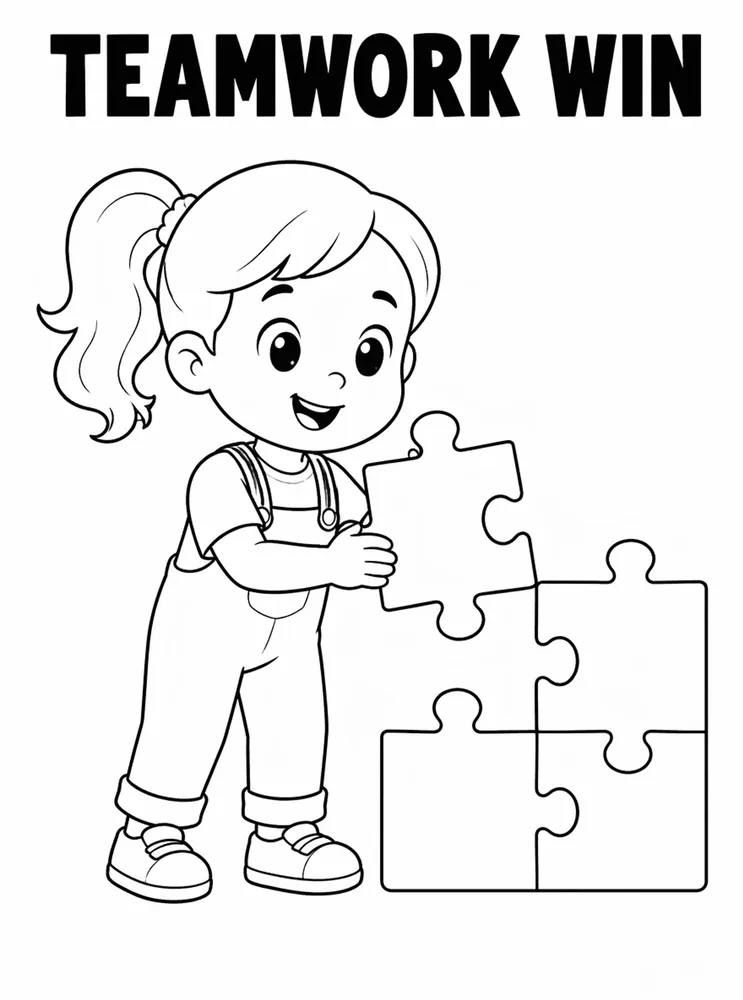 Back to School Growth Mindset Teamwork Win printable coloring page