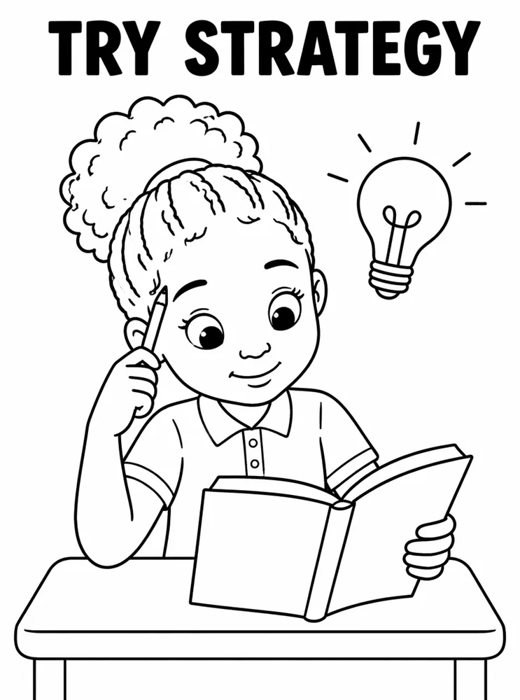 Back to School Growth Mindset Try A Strategy printable coloring page