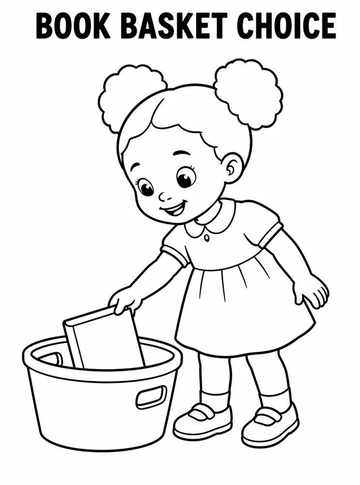 Back to School Morning Routines Book Basket Choice printable coloring page