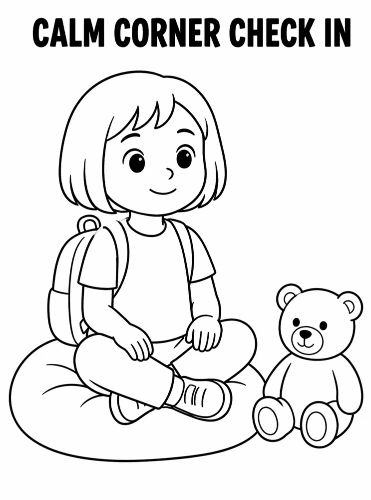 Back to School Morning Routines Calm Corner Check In printable coloring page