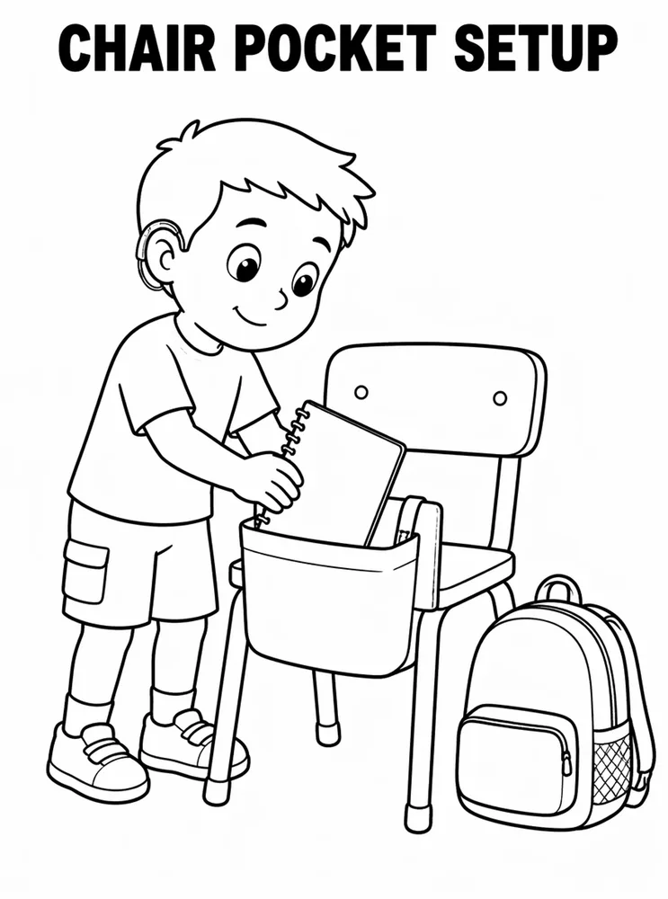 Back to School Morning Routines Chair Pocket Setup printable coloring page