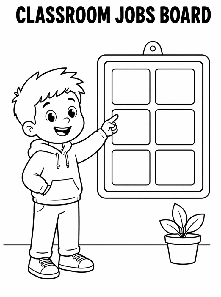Back to School Morning Routines Classroom Jobs Board printable coloring page