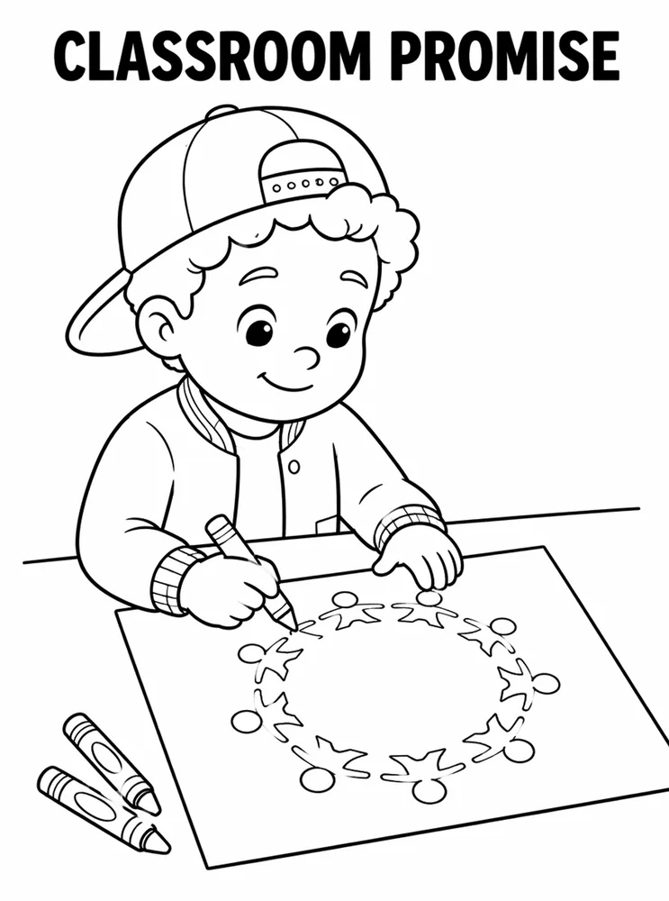 Back to School Morning Routines Classroom Promise Circle printable coloring page