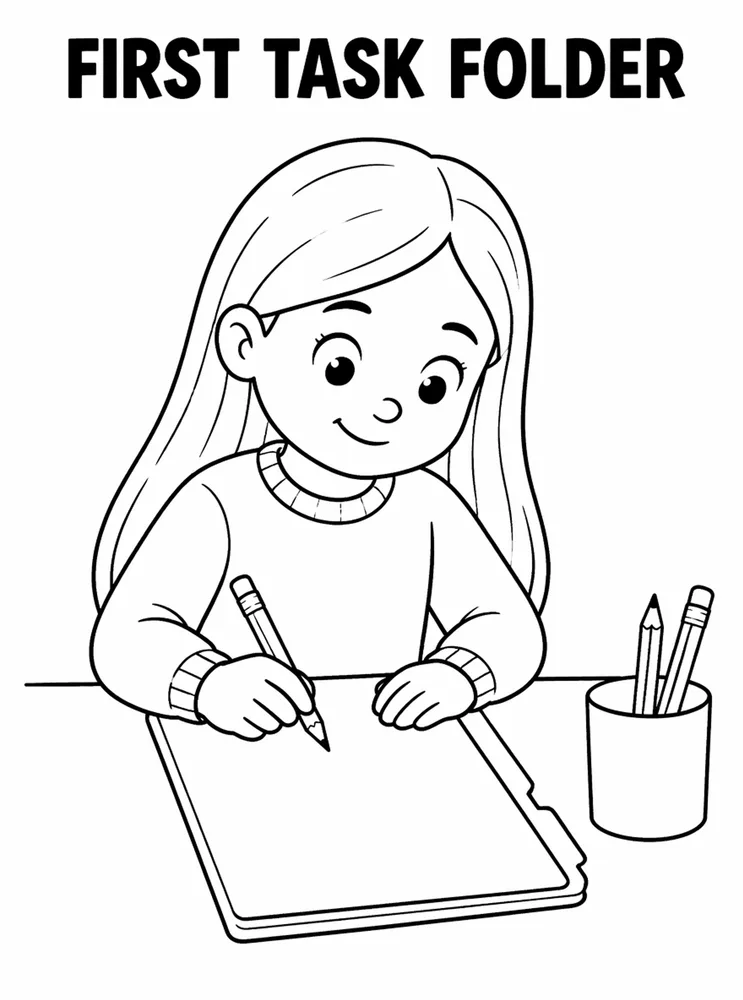 Back to School Morning Routines First Task Folder printable coloring page