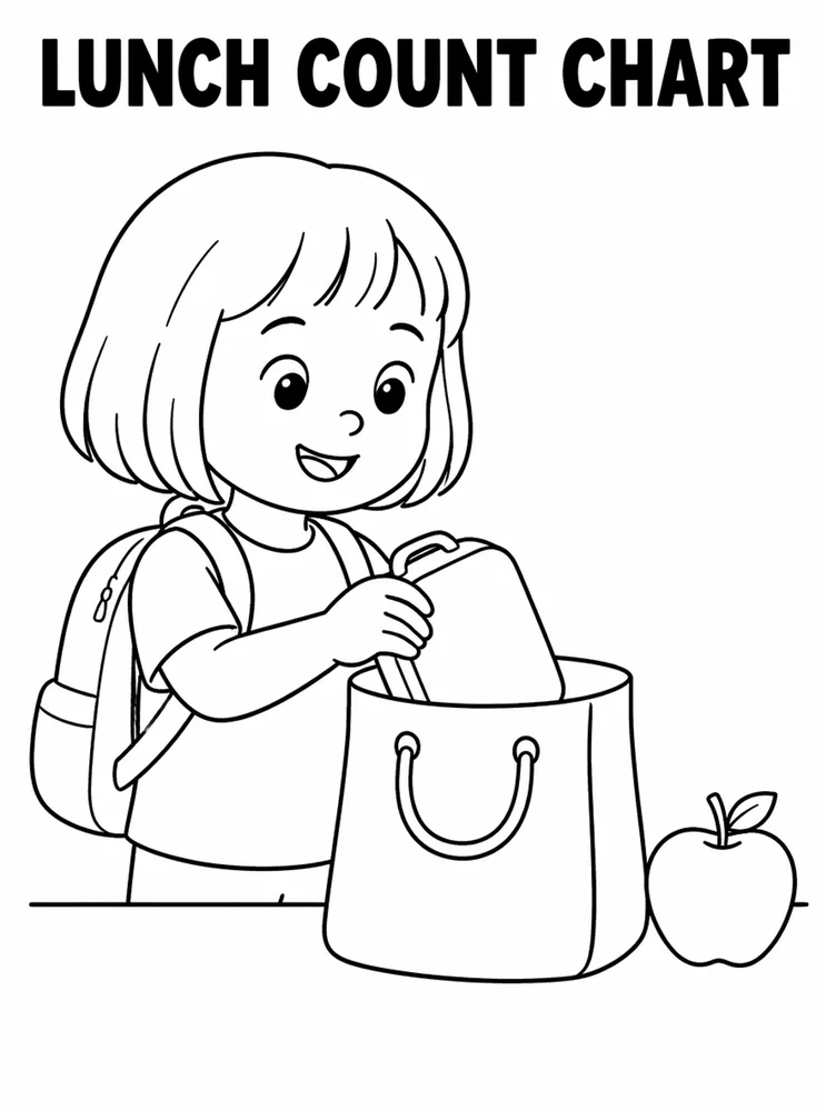 Back to School Morning Routines Lunch Count Chart printable coloring page