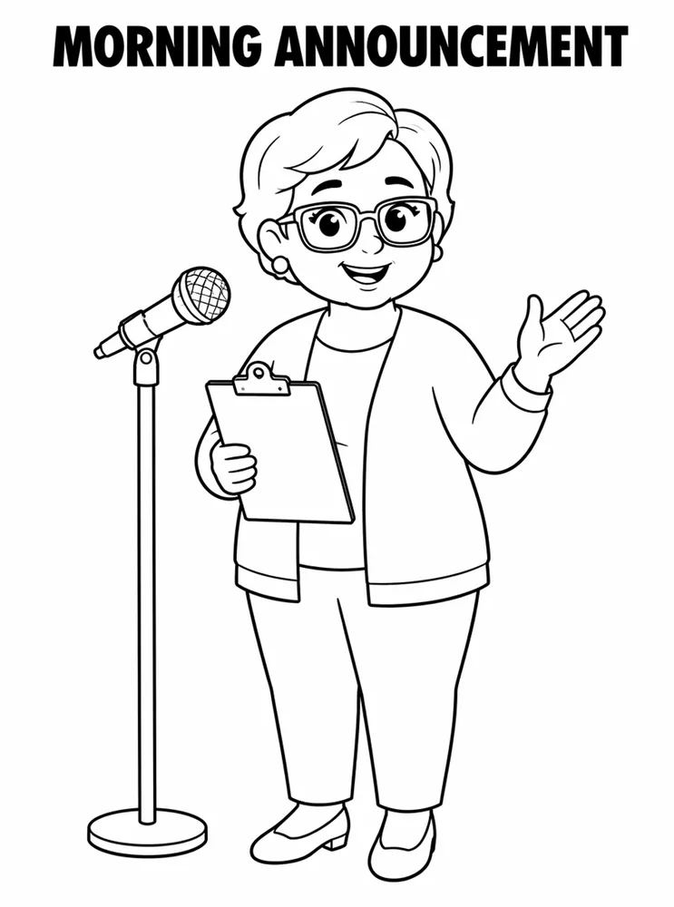 Back to School Morning Routines Morning Announcement Speaker printable coloring page