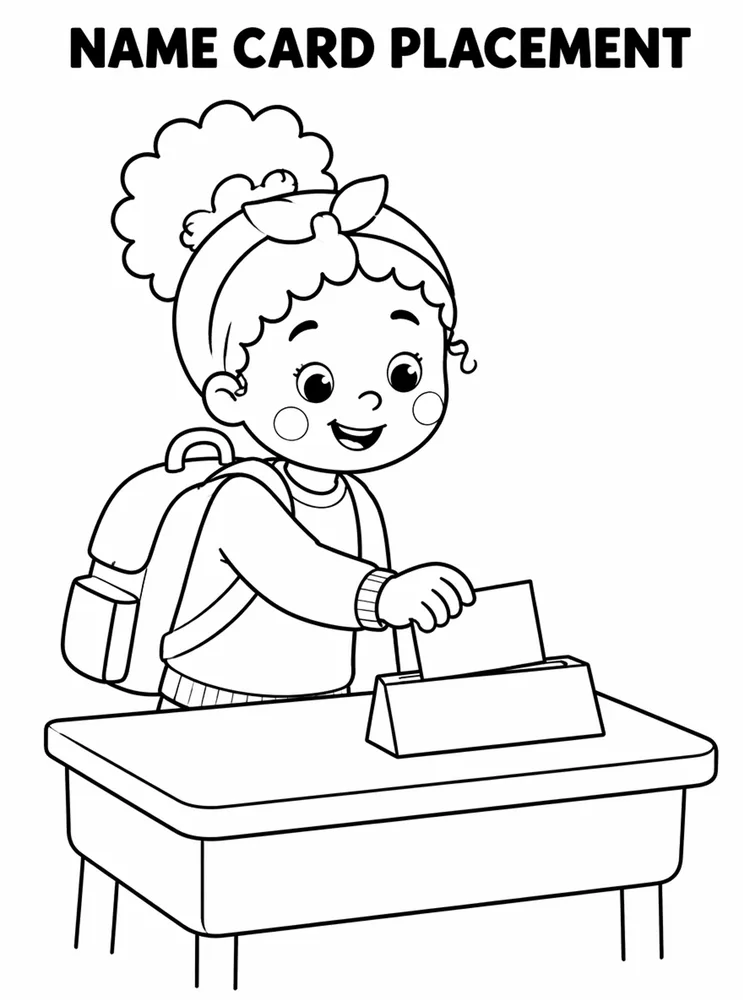Back to School Morning Routines Name Card Placement printable coloring page