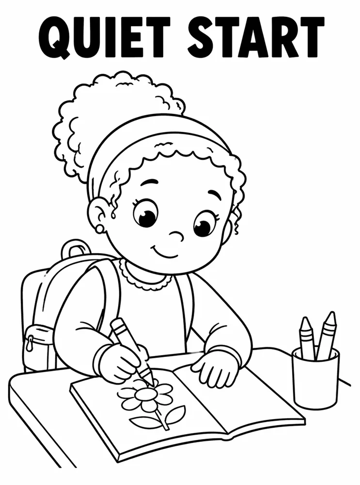 Back to School Morning Routines Quiet Start Coloring printable coloring page